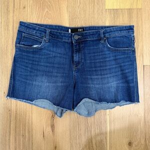 Kut from the Kloth Indigo Blue Frayed Hem Denim Shorts